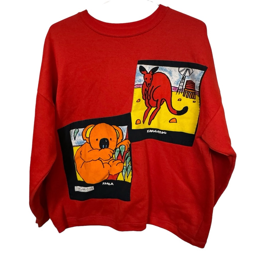 Vintage Derek Glaskin Artist Australia Red 90s Women’s M Sweatshirt RARE MINT